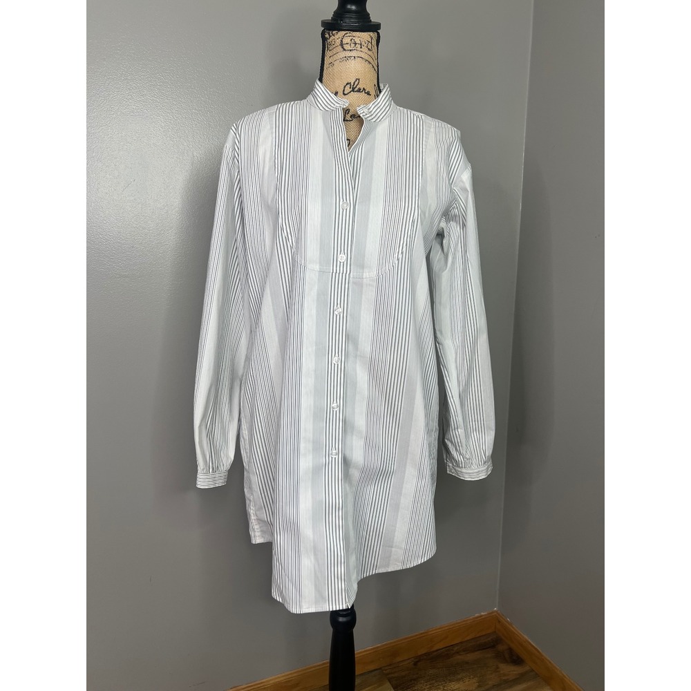 Ann Taylor Loft‎ striped shirt dress long sleeve size 6 spring casual coastal